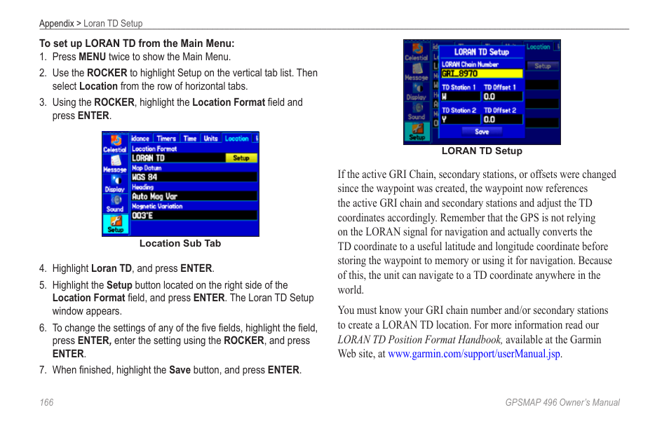 Garmin GPSMAP 496 User Manual | Page 174 / 194