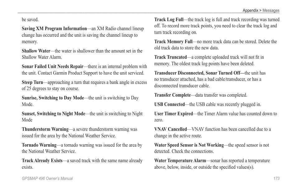 Garmin GPSMAP 496 User Manual | Page 181 / 194