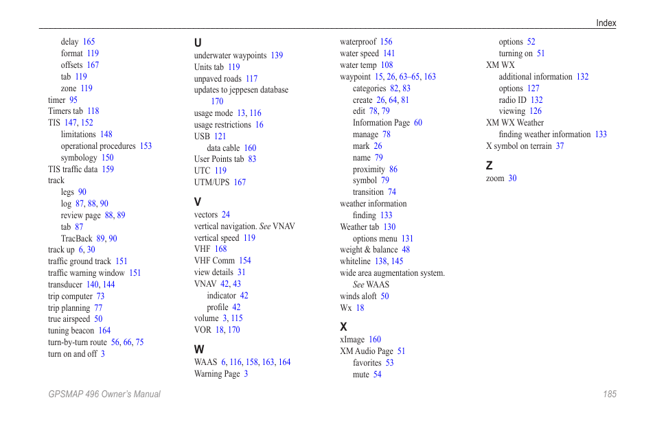 Garmin GPSMAP 496 User Manual | Page 193 / 194