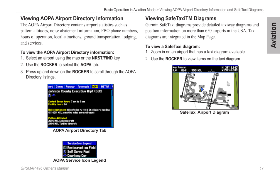 Aviation | Garmin GPSMAP 496 User Manual | Page 25 / 194