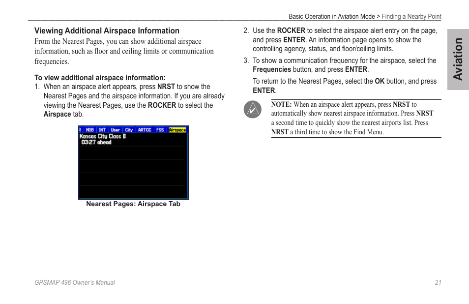 Aviation | Garmin GPSMAP 496 User Manual | Page 29 / 194