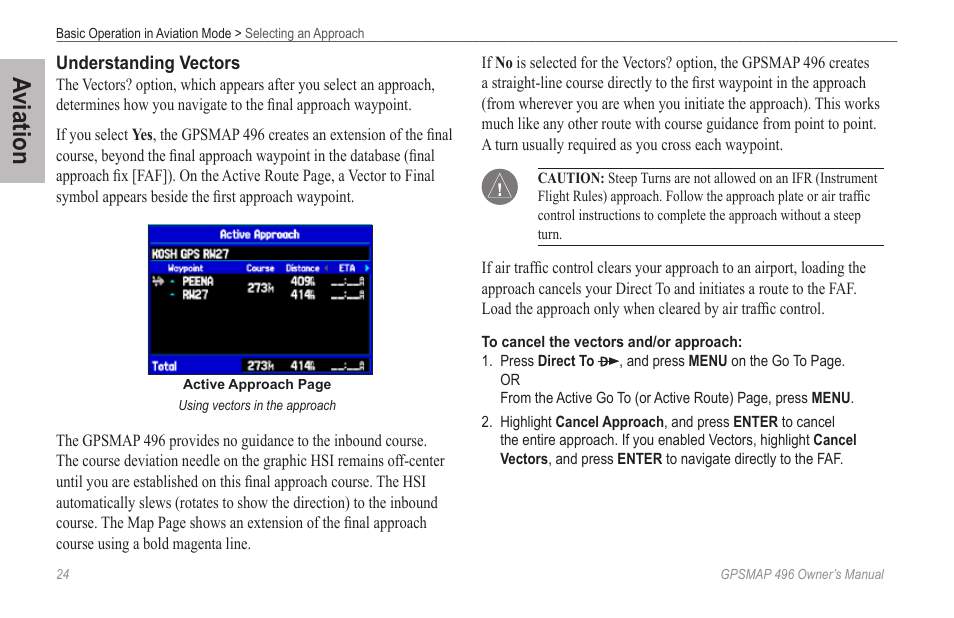 Aviation | Garmin GPSMAP 496 User Manual | Page 32 / 194