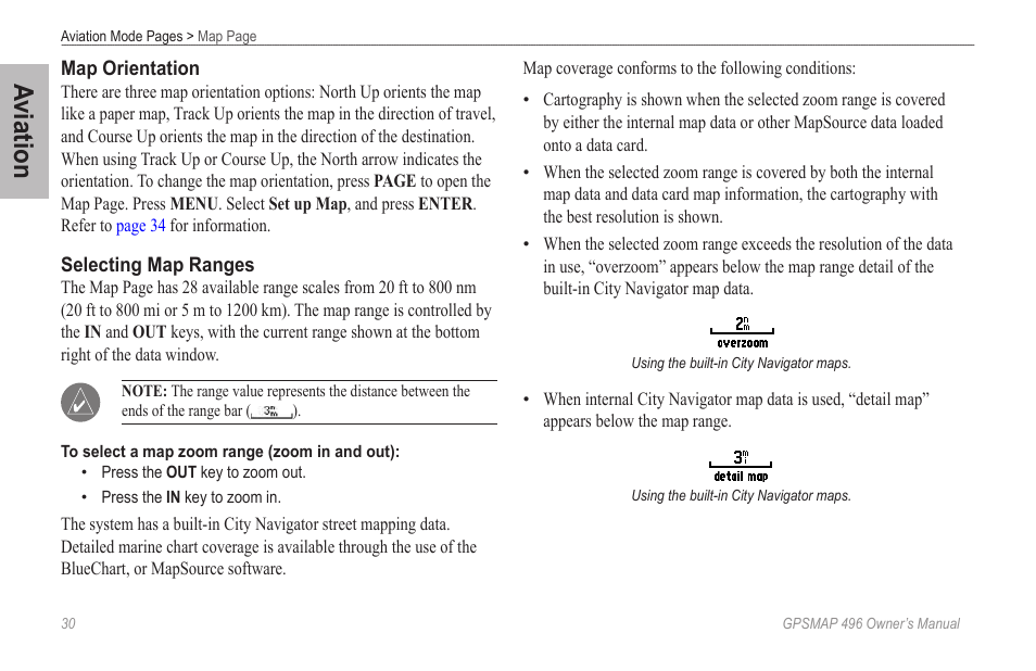 Aviation | Garmin GPSMAP 496 User Manual | Page 38 / 194