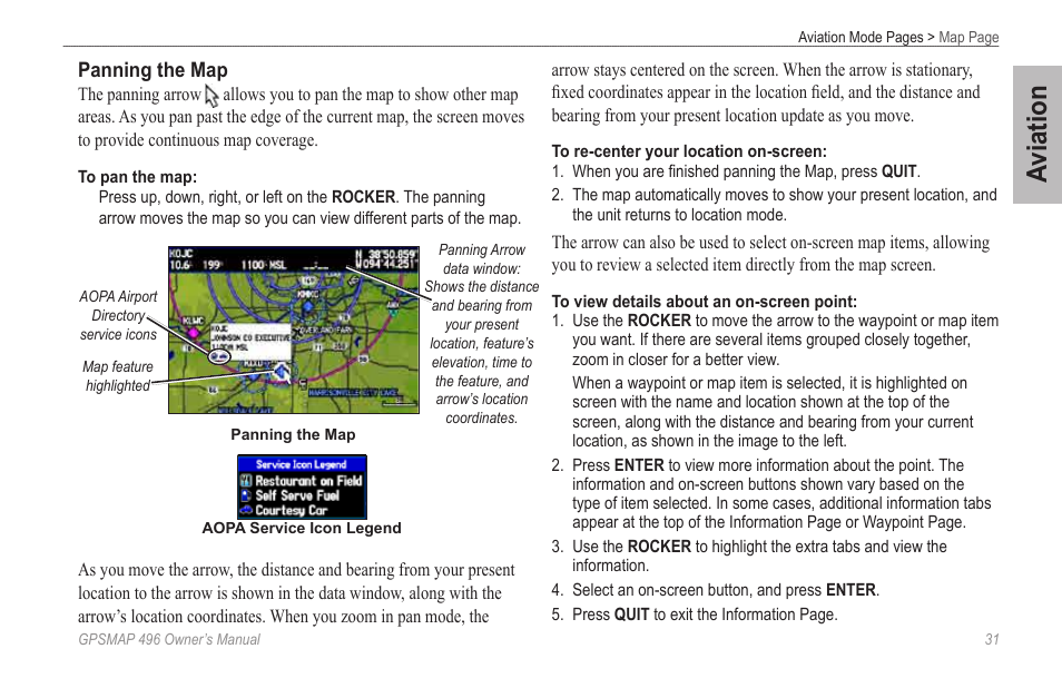 Aviation | Garmin GPSMAP 496 User Manual | Page 39 / 194