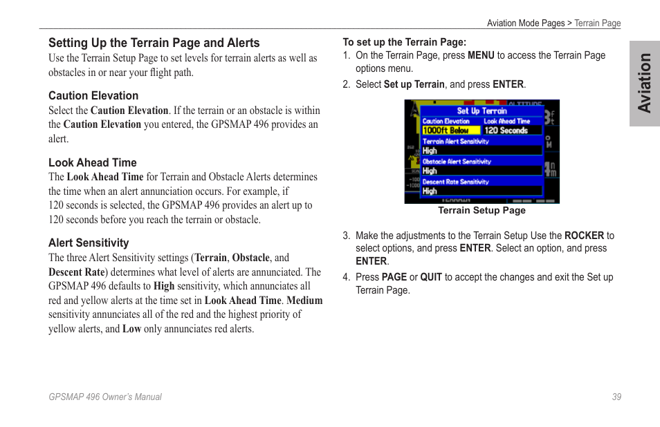 Aviation | Garmin GPSMAP 496 User Manual | Page 47 / 194