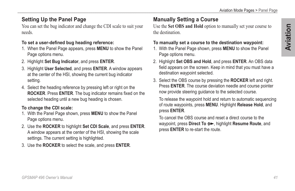 Aviation | Garmin GPSMAP 496 User Manual | Page 49 / 194