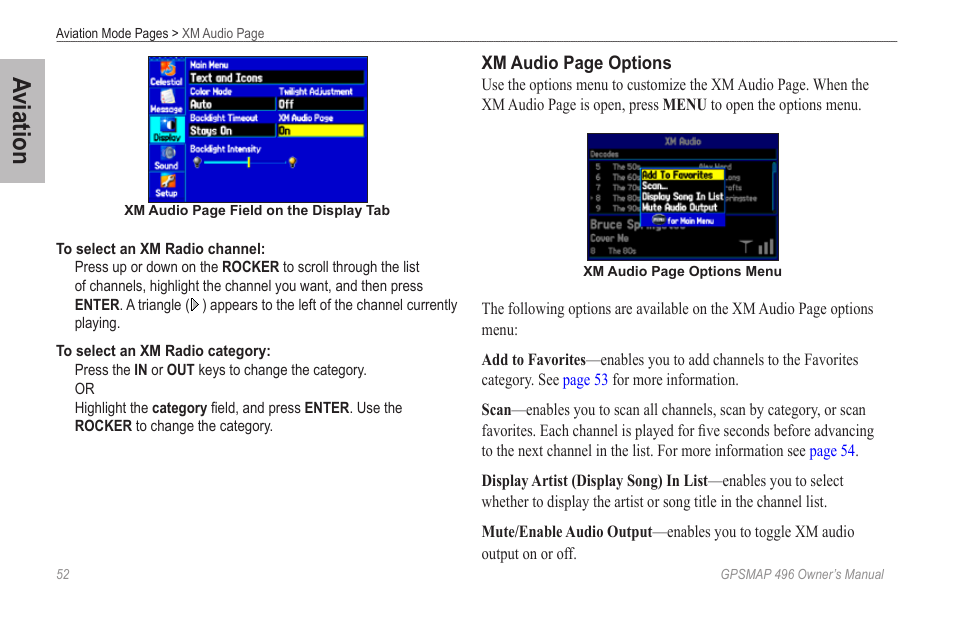Aviation | Garmin GPSMAP 496 User Manual | Page 60 / 194