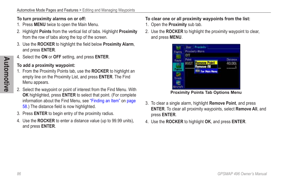 Automotive | Garmin GPSMAP 496 User Manual | Page 94 / 194