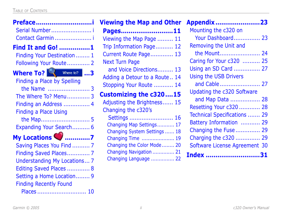 Garmin StreetPilot c320 User Manual | Page 4 / 37