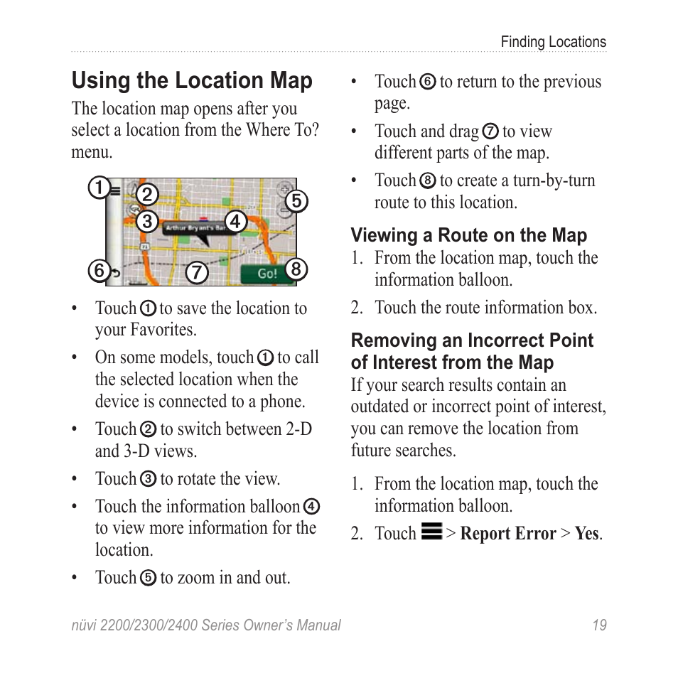 Using the location map | Garmin nuvi 2460LMT User Manual | Page 23 / 76