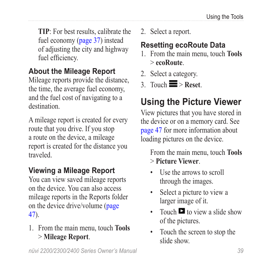 Using the picture viewer | Garmin nuvi 2460LMT User Manual | Page 43 / 76