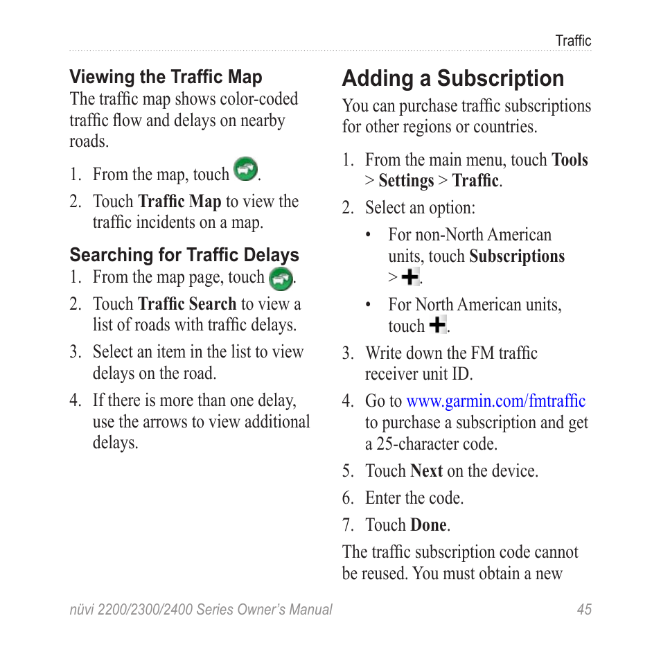 Adding a subscription | Garmin nuvi 2460LMT User Manual | Page 49 / 76