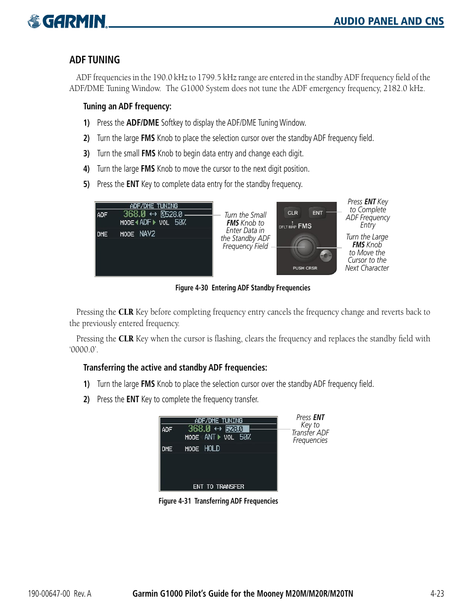 Audio panel and cns adf tuning | Garmin G1000 Mooney M20TN User Manual | Page 103 / 380