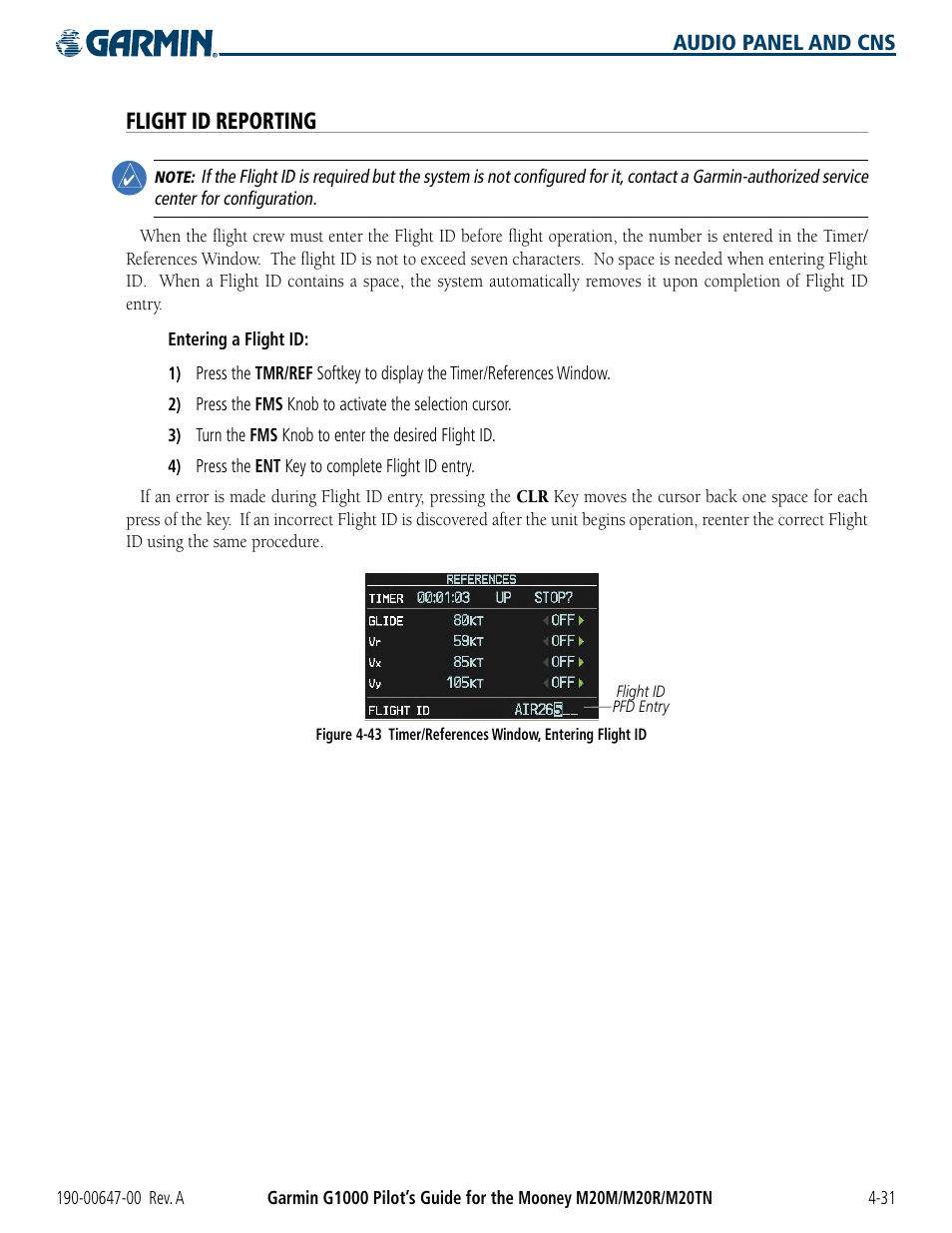Flight id reporting | Garmin G1000 Mooney M20TN User Manual | Page 111 / 380