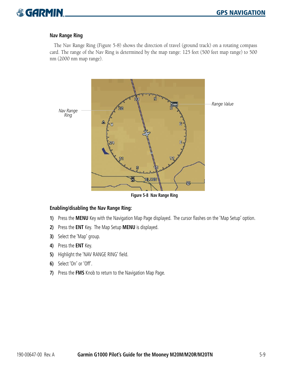 Gps navigation | Garmin G1000 Mooney M20TN User Manual | Page 127 / 380