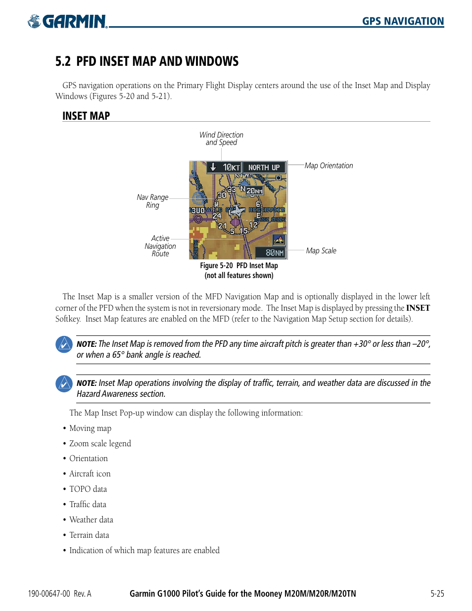 2 pfd inset map and windows, Inset map, 2 pfd inset map and windows -25 | Garmin G1000 Mooney M20TN User Manual | Page 143 / 380