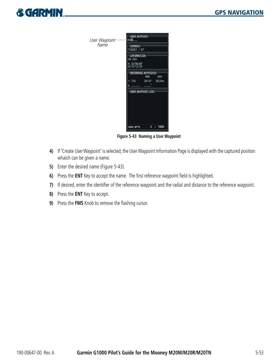 Gps navigation | Garmin G1000 Mooney M20TN User Manual | Page 171 / 380