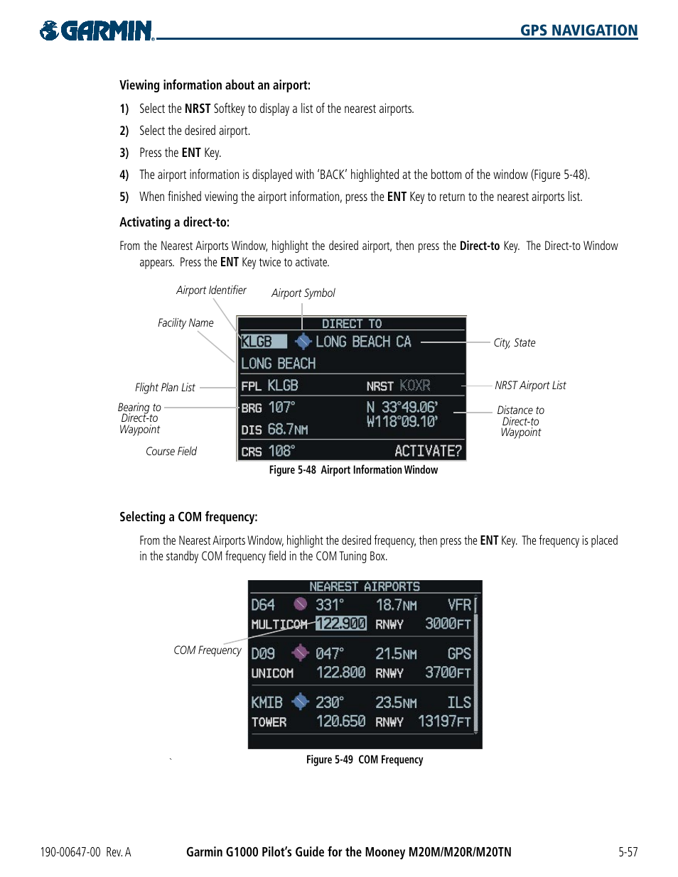 Gps navigation | Garmin G1000 Mooney M20TN User Manual | Page 175 / 380