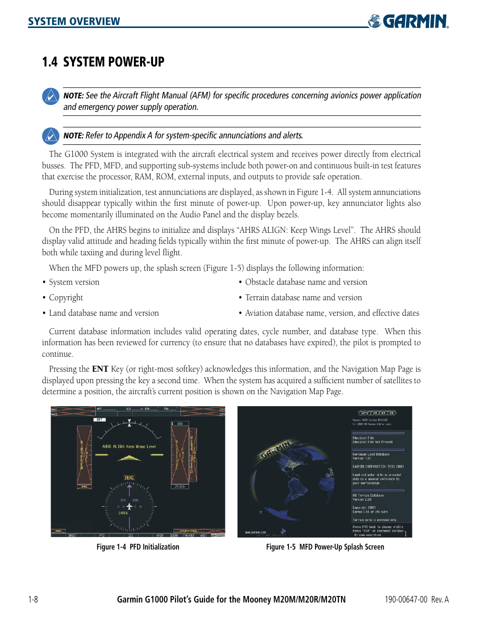 4 system power-up, 4 system power-up -8 | Garmin G1000 Mooney M20TN User Manual | Page 18 / 380