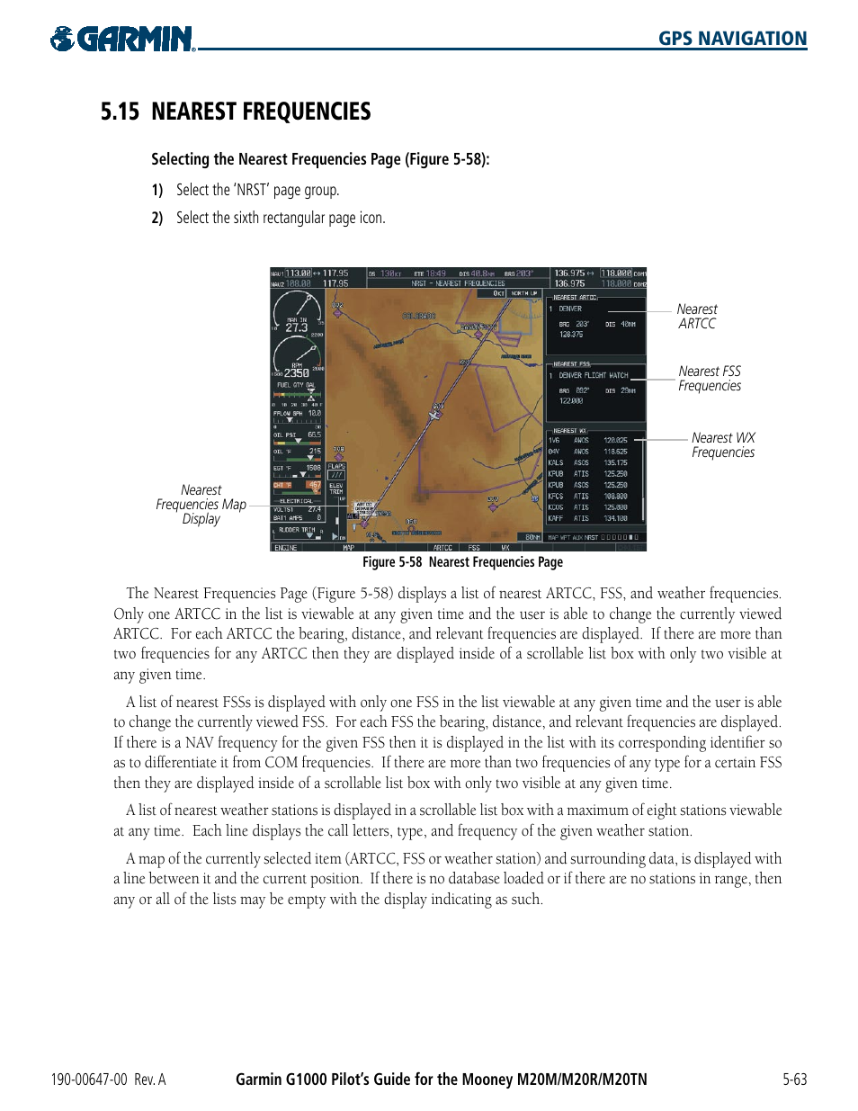 15 nearest frequencies, 15 nearest frequencies -63 | Garmin G1000 Mooney M20TN User Manual | Page 181 / 380