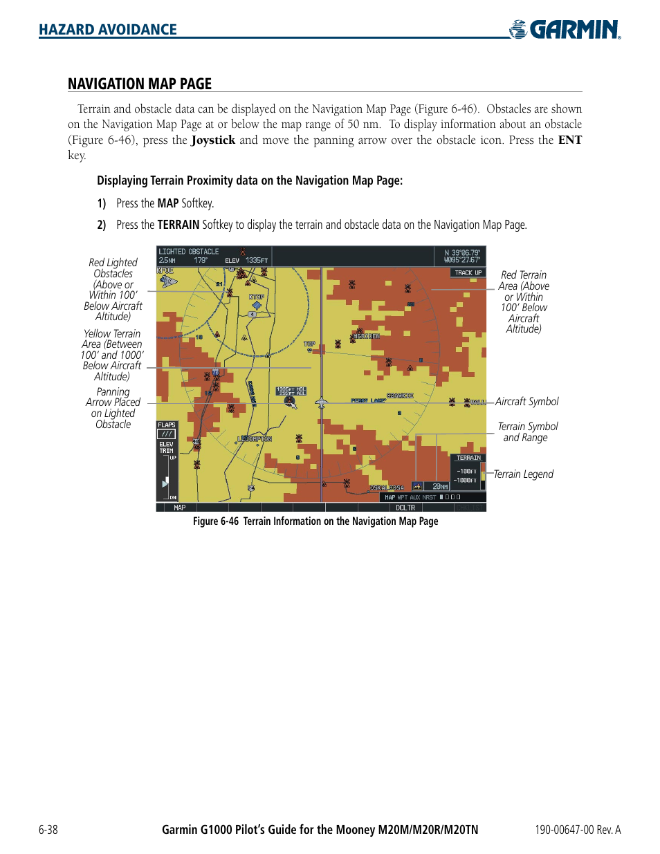 Navigation map page, Hazard avoidance | Garmin G1000 Mooney M20TN User Manual | Page 274 / 380