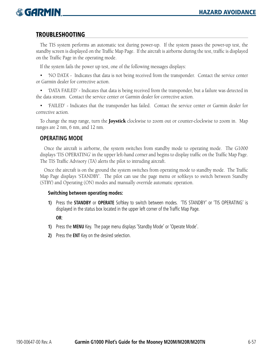 Troubleshooting | Garmin G1000 Mooney M20TN User Manual | Page 293 / 380