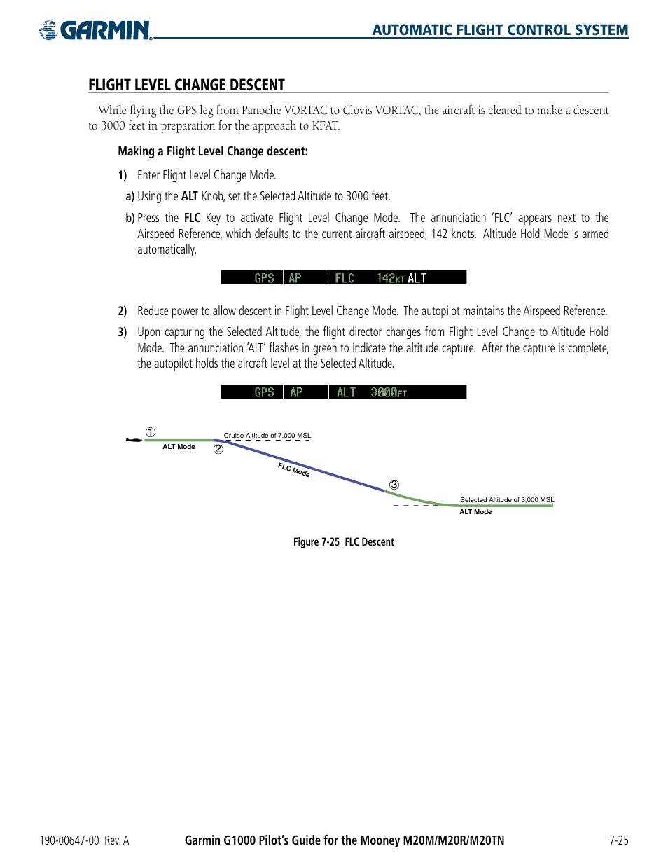 Flight level change descent, Automatic flight control system | Garmin G1000 Mooney M20TN User Manual | Page 325 / 380