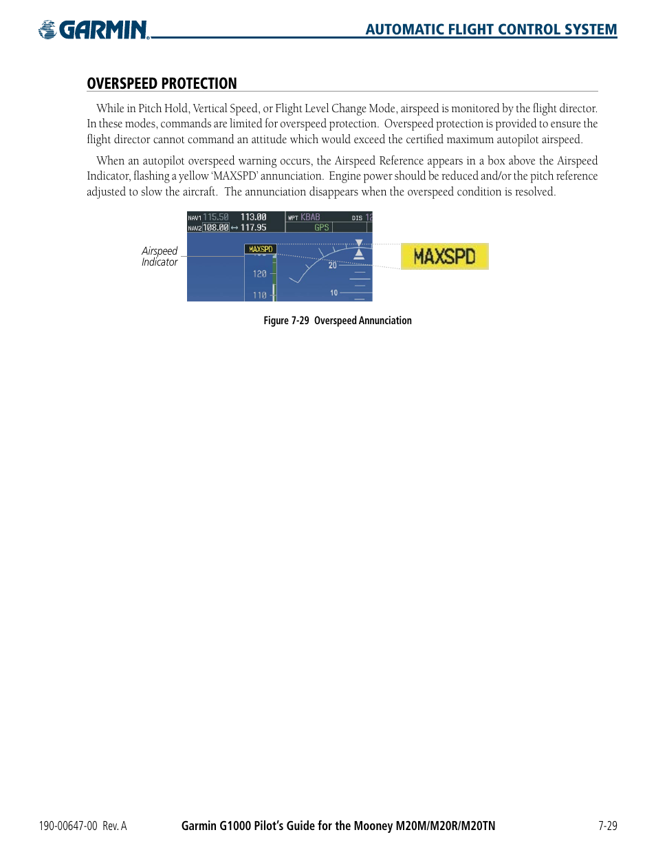 Overspeed protection | Garmin G1000 Mooney M20TN User Manual | Page 329 / 380