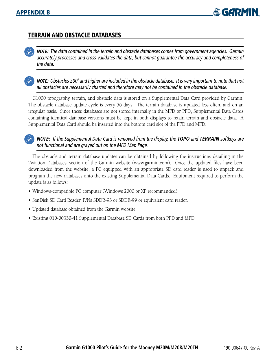 Terrain and obstacle databases | Garmin G1000 Mooney M20TN User Manual | Page 356 / 380