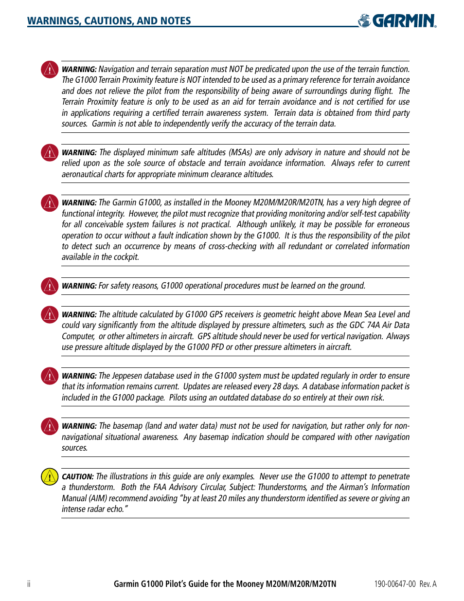 Garmin G1000 Mooney M20TN User Manual | Page 4 / 380