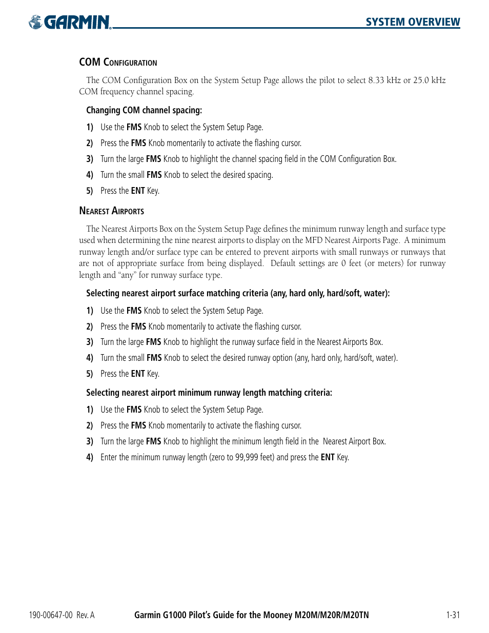 Garmin G1000 Mooney M20TN User Manual | Page 41 / 380