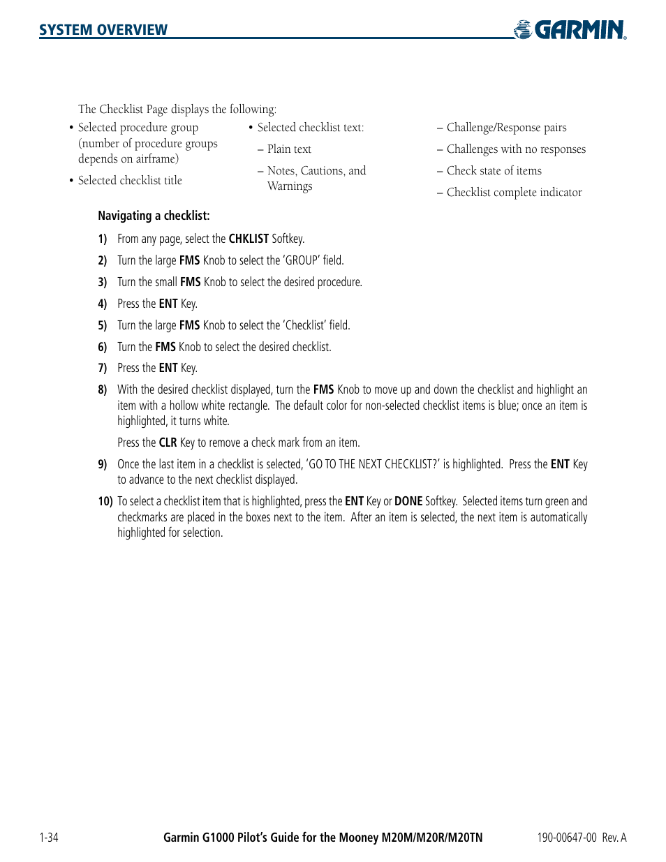 Garmin G1000 Mooney M20TN User Manual | Page 44 / 380