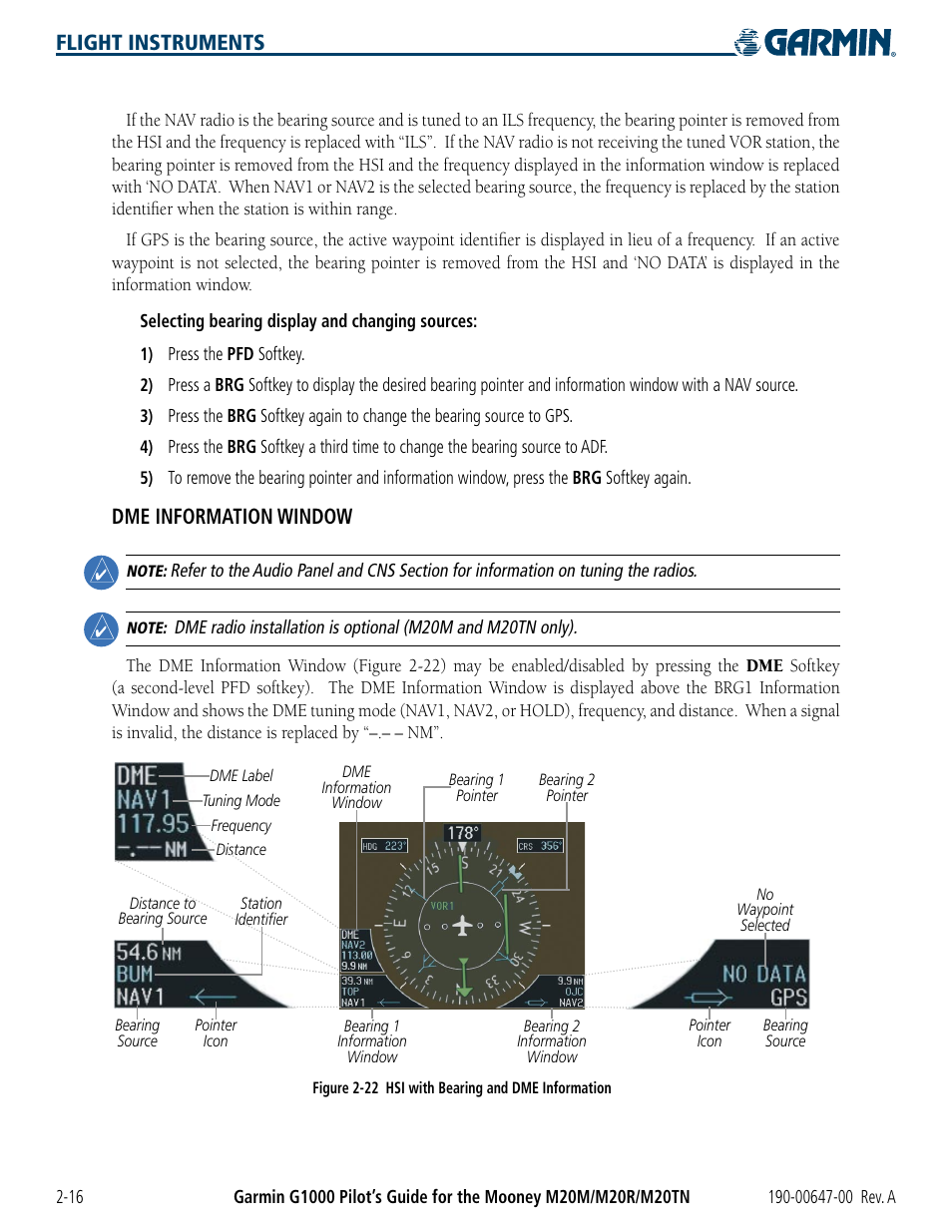 Flight instruments, Dme information window | Garmin G1000 Mooney M20TN User Manual | Page 62 / 380