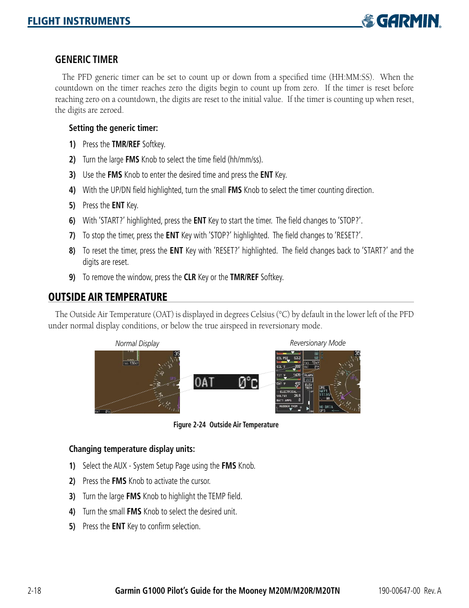 Outside air temperature | Garmin G1000 Mooney M20TN User Manual | Page 64 / 380