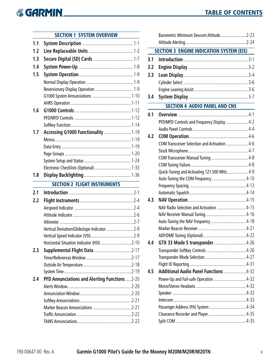 Garmin G1000 Mooney M20TN User Manual | Page 7 / 380