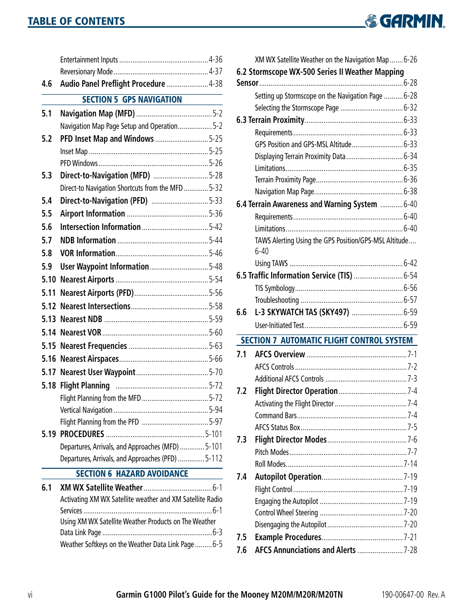 Garmin G1000 Mooney M20TN User Manual | Page 8 / 380