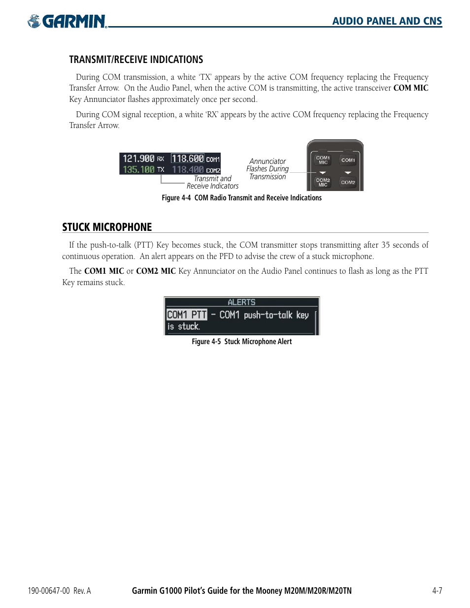 Stuck microphone | Garmin G1000 Mooney M20TN User Manual | Page 87 / 380