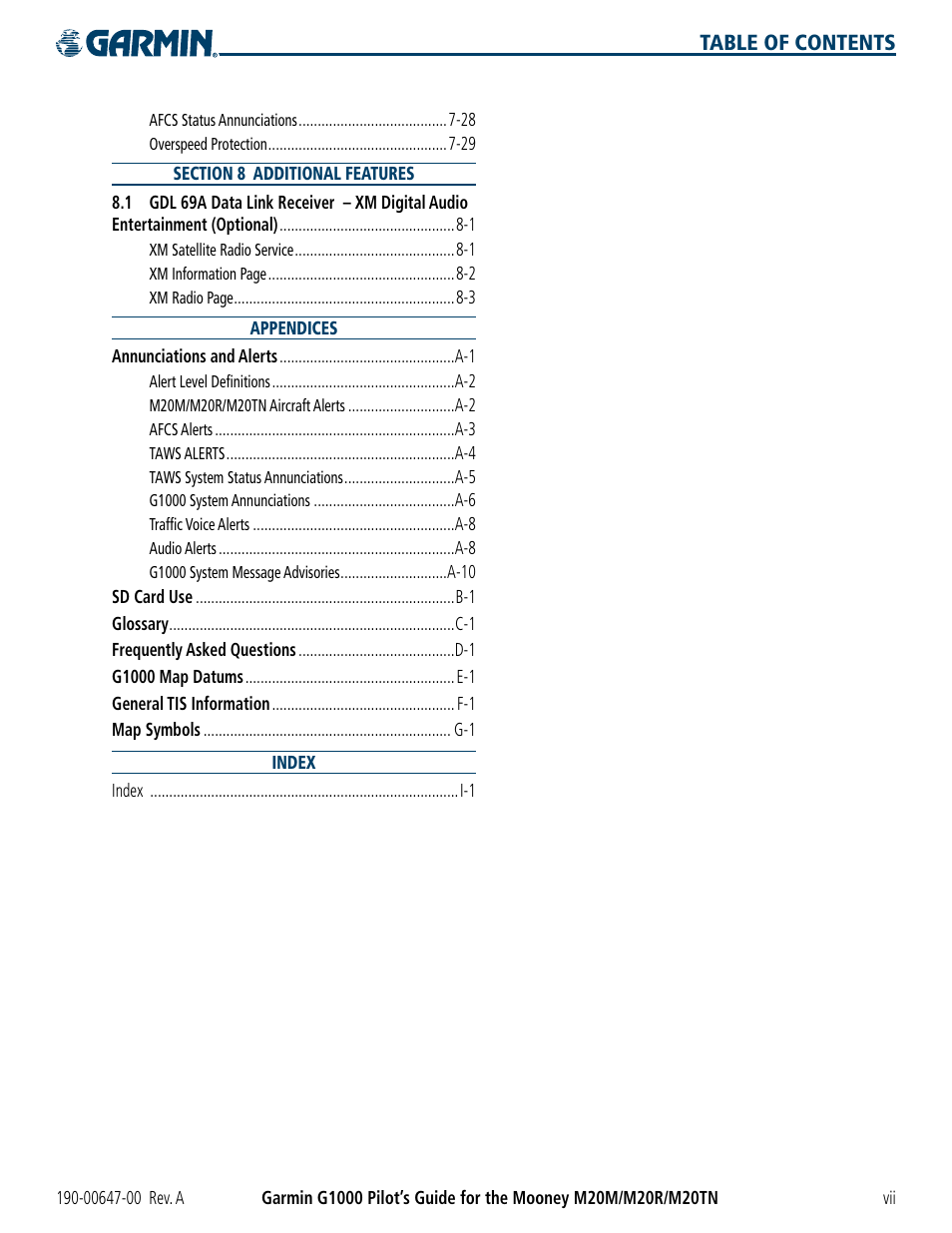 Garmin G1000 Mooney M20TN User Manual | Page 9 / 380