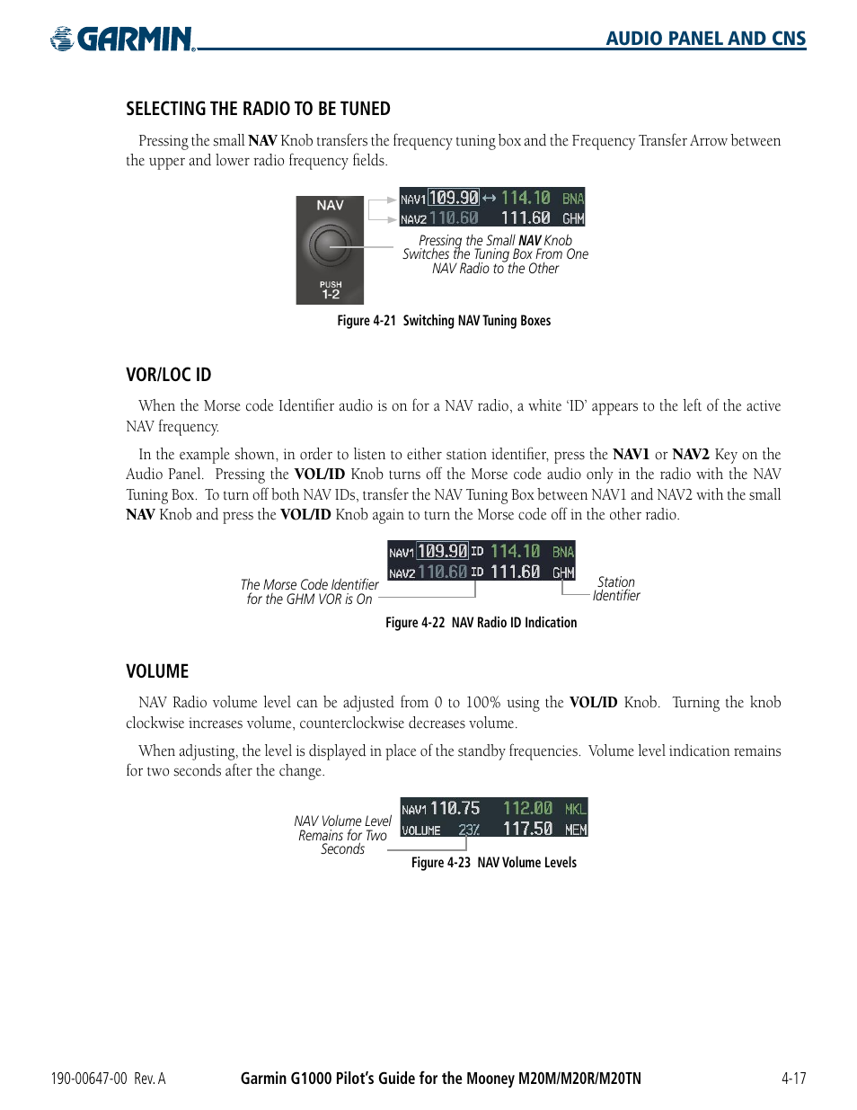 Vor/loc id, Volume | Garmin G1000 Mooney M20TN User Manual | Page 97 / 380