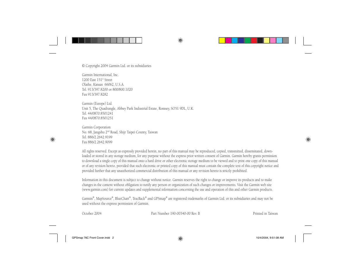 Garmin GPSMAP 76C User Manual | Page 2 / 96