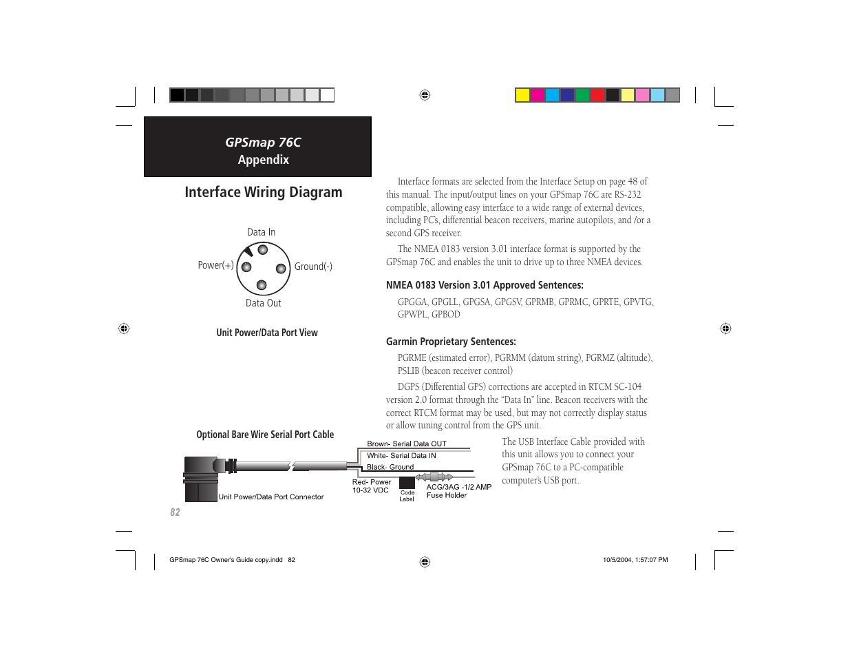 Interface wiring diagram | Garmin GPSMAP 76C User Manual | Page 92 / 96