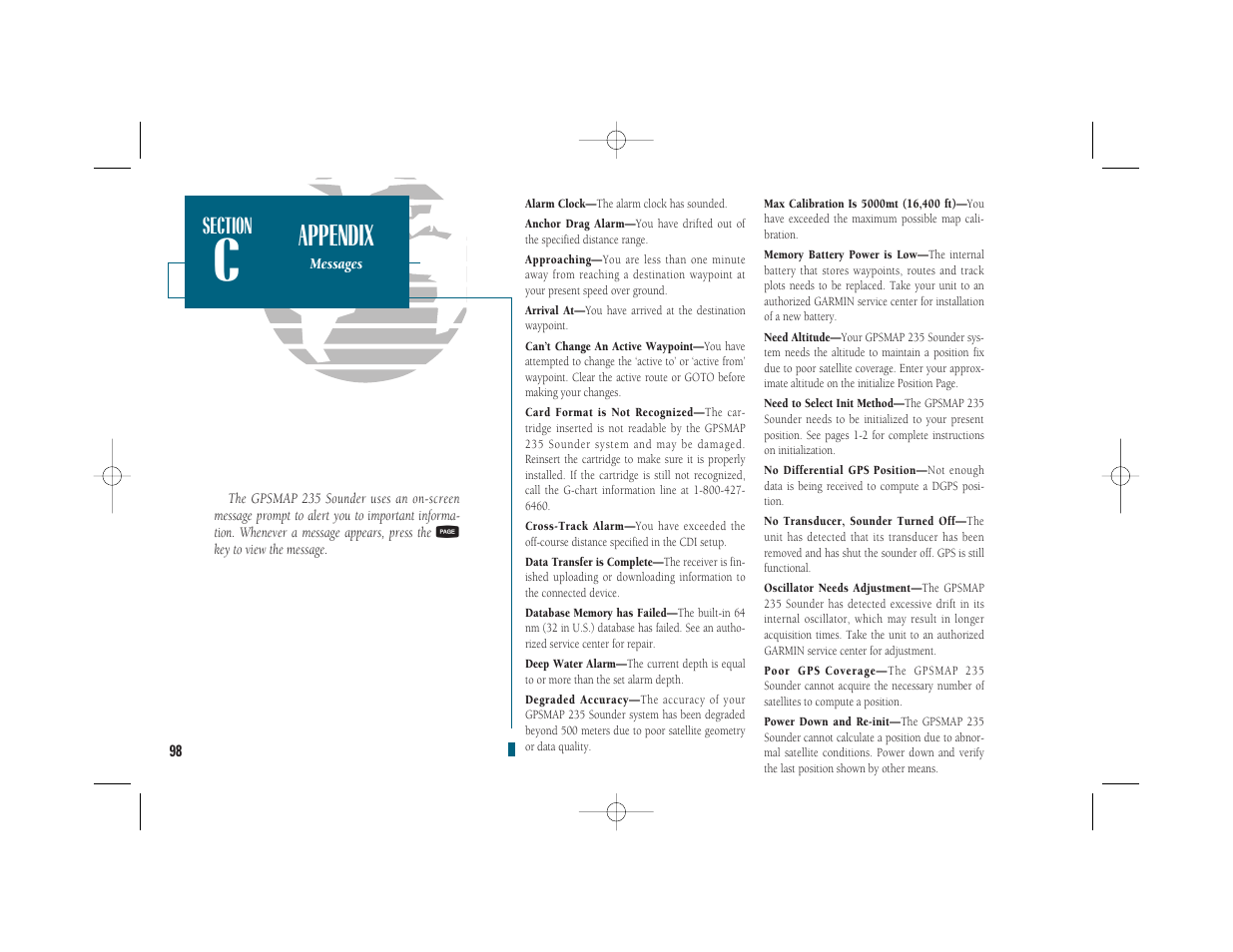 Appendix | Garmin GPSMAP 235 Sounder User Manual | Page 108 / 119