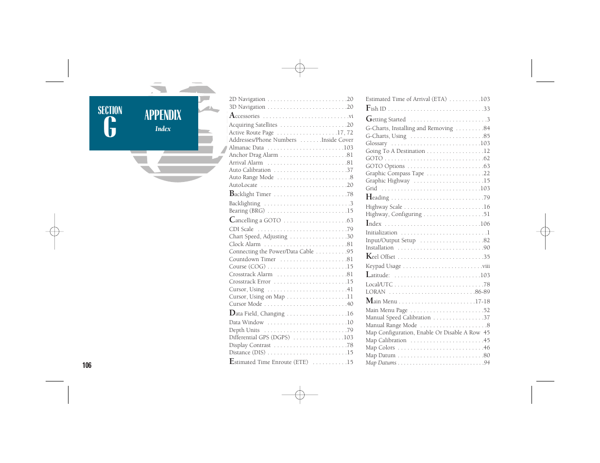 Appendix | Garmin GPSMAP 235 Sounder User Manual | Page 116 / 119