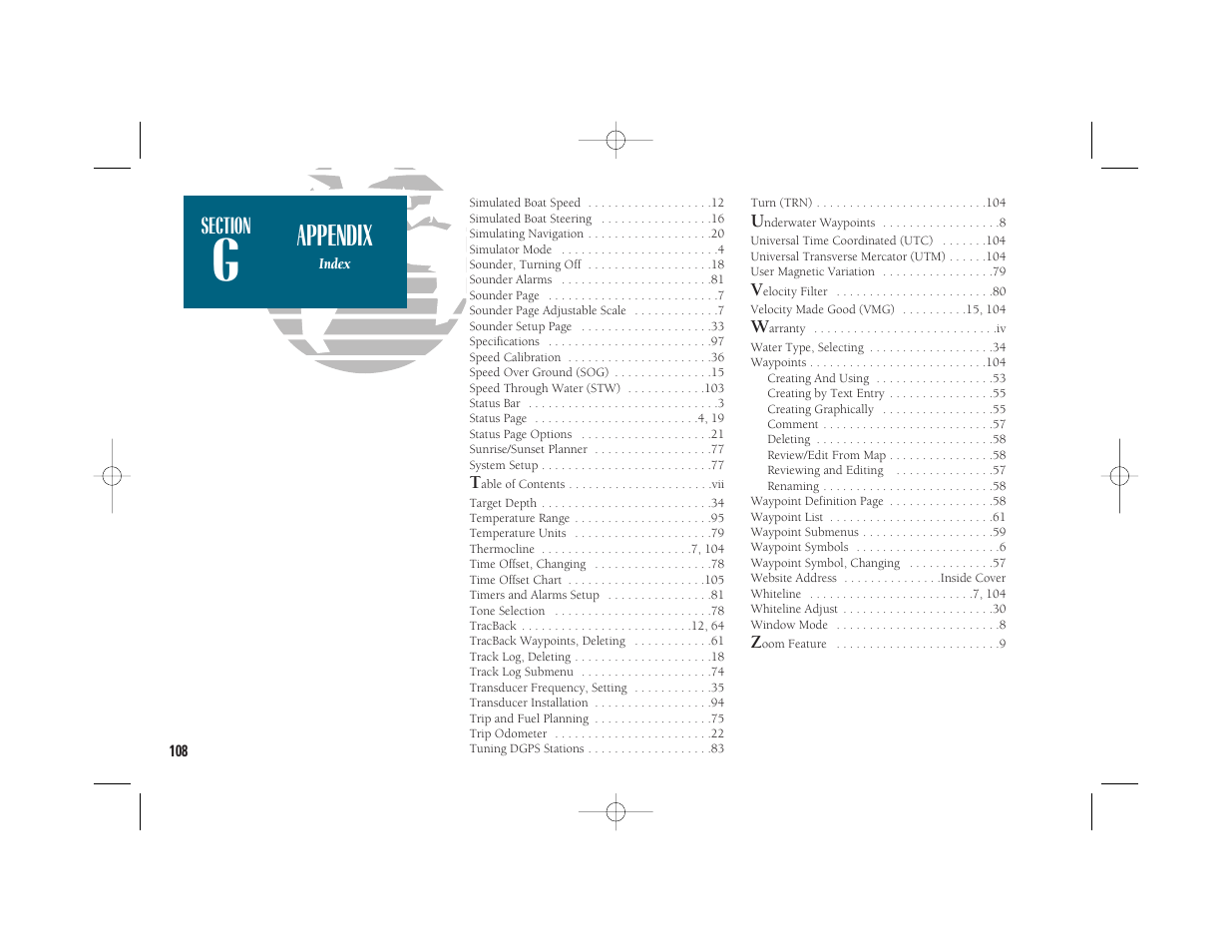 Appendix | Garmin GPSMAP 235 Sounder User Manual | Page 118 / 119