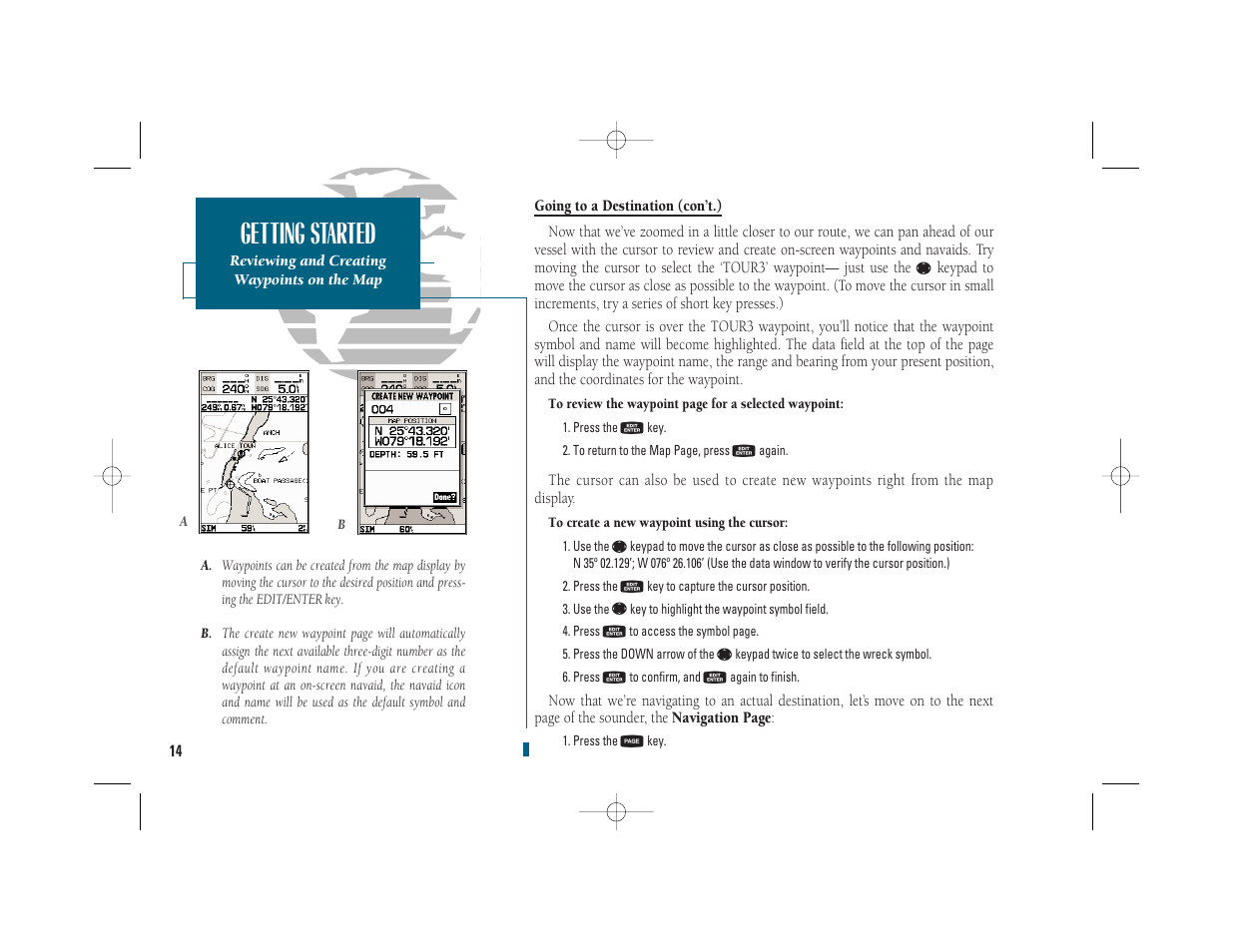 Getting started | Garmin GPSMAP 235 Sounder User Manual | Page 24 / 119