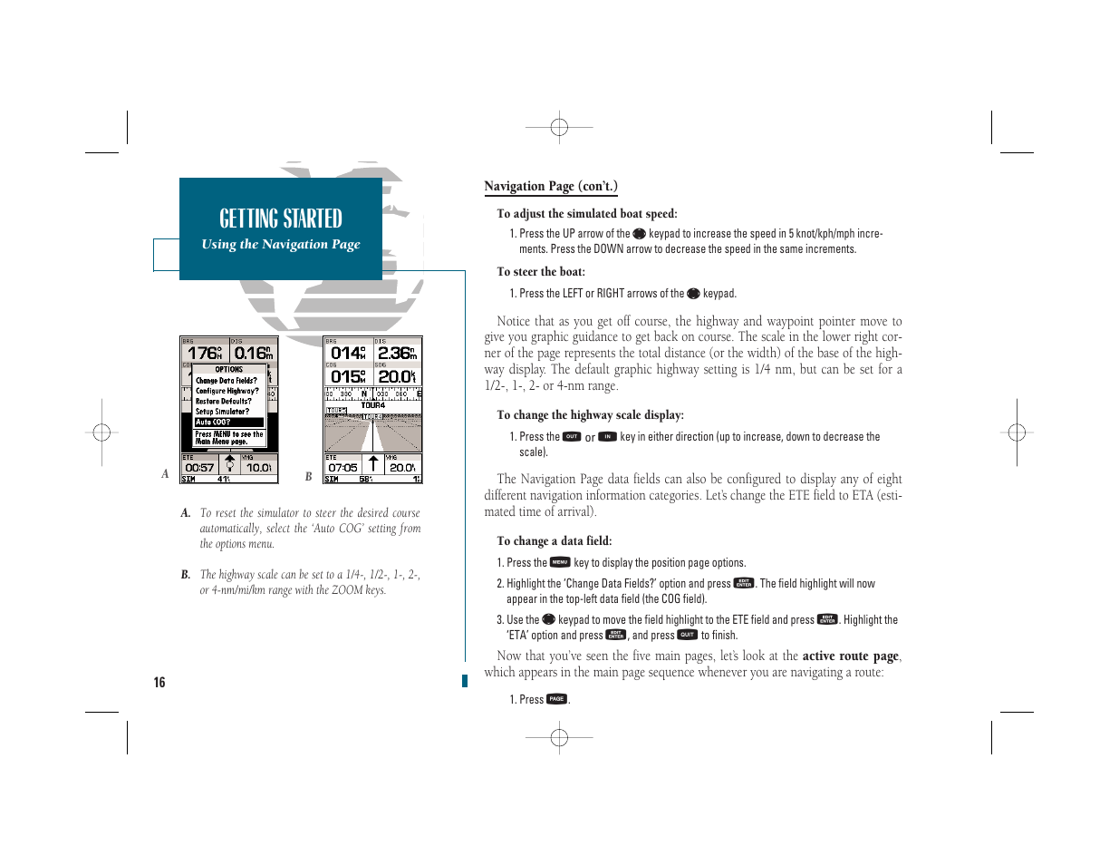 Getting started | Garmin GPSMAP 235 Sounder User Manual | Page 26 / 119