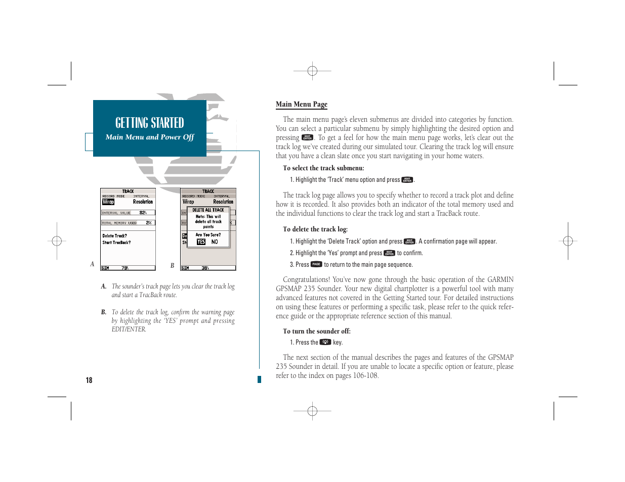 Getting started | Garmin GPSMAP 235 Sounder User Manual | Page 28 / 119