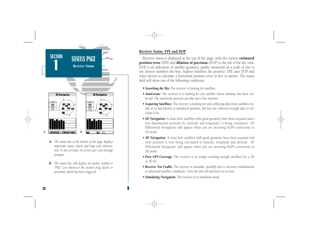 Status page | Garmin GPSMAP 235 Sounder User Manual | Page 30 / 119