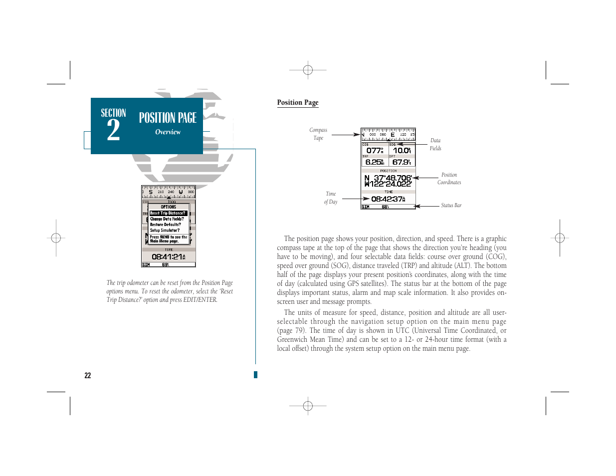 Position page | Garmin GPSMAP 235 Sounder User Manual | Page 32 / 119