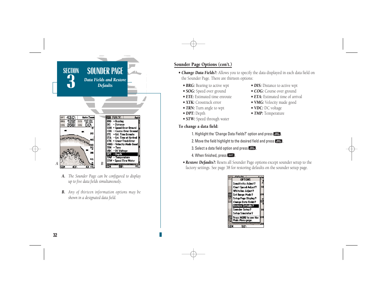 Sounder page | Garmin GPSMAP 235 Sounder User Manual | Page 42 / 119